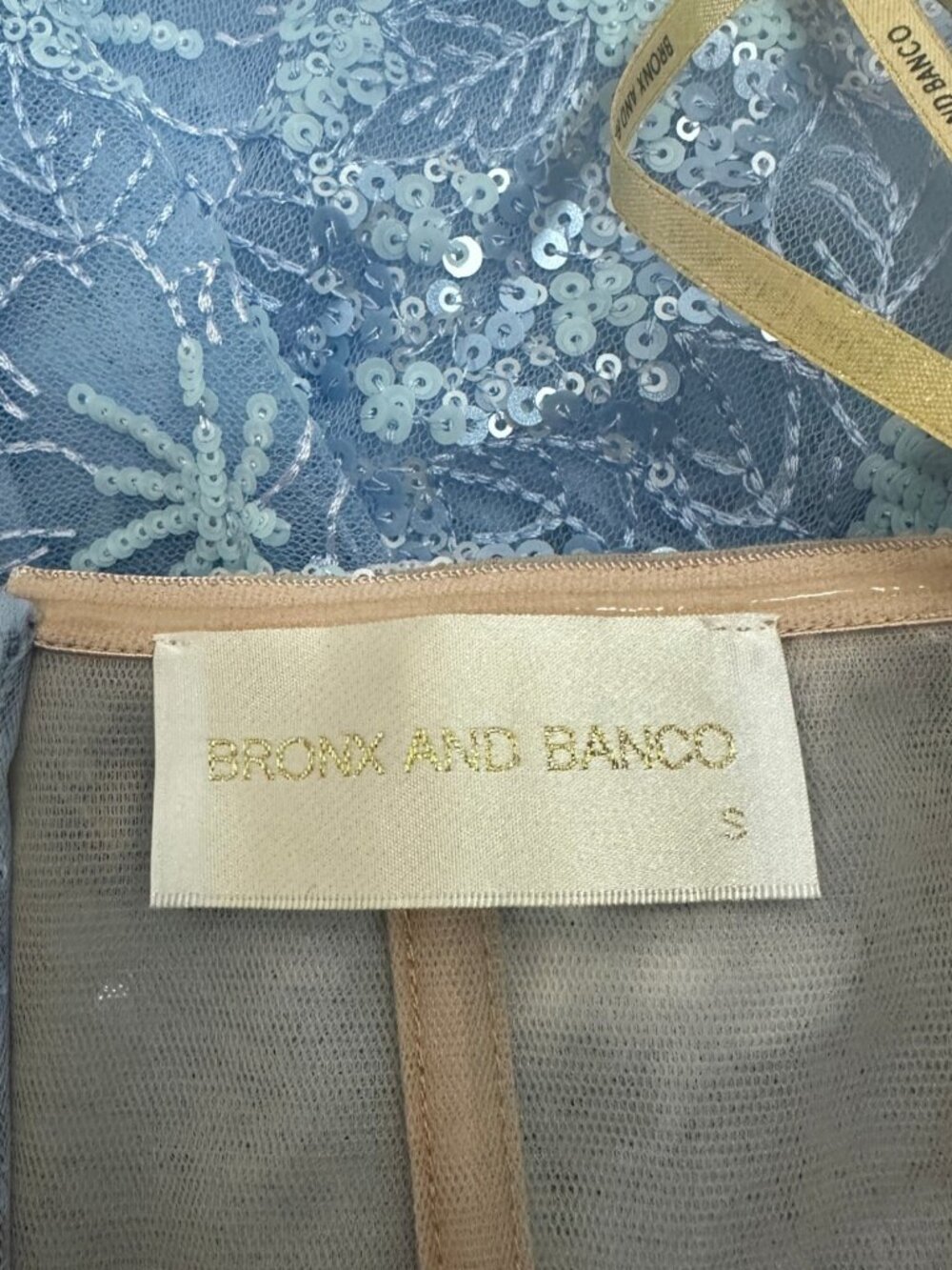 Bronx and Banco Farah Strapless Sequined Maxi Dress S Ocean Blue revolve NWOT - Picture 8 of 11